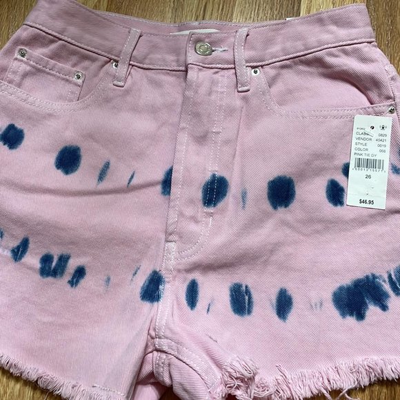 PacSun Pants - Size 26 Waist Pacsun Pink Tie Dye Ultra High Waisted Denim Shorts NEW with tags